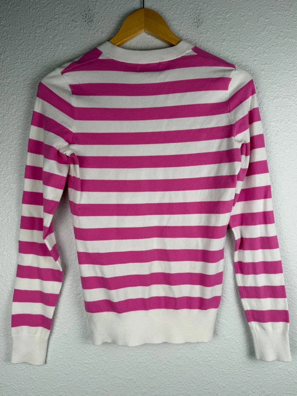 Lilly Pulitzer pink and white striped long-sleeve knit sweater cotton blend XS